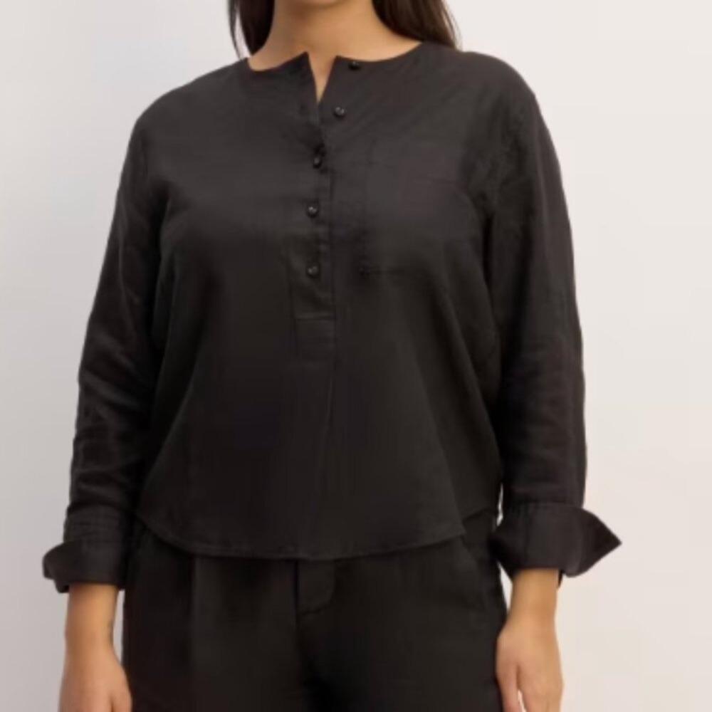 Everlane The Linen Popover Shirt - Black
